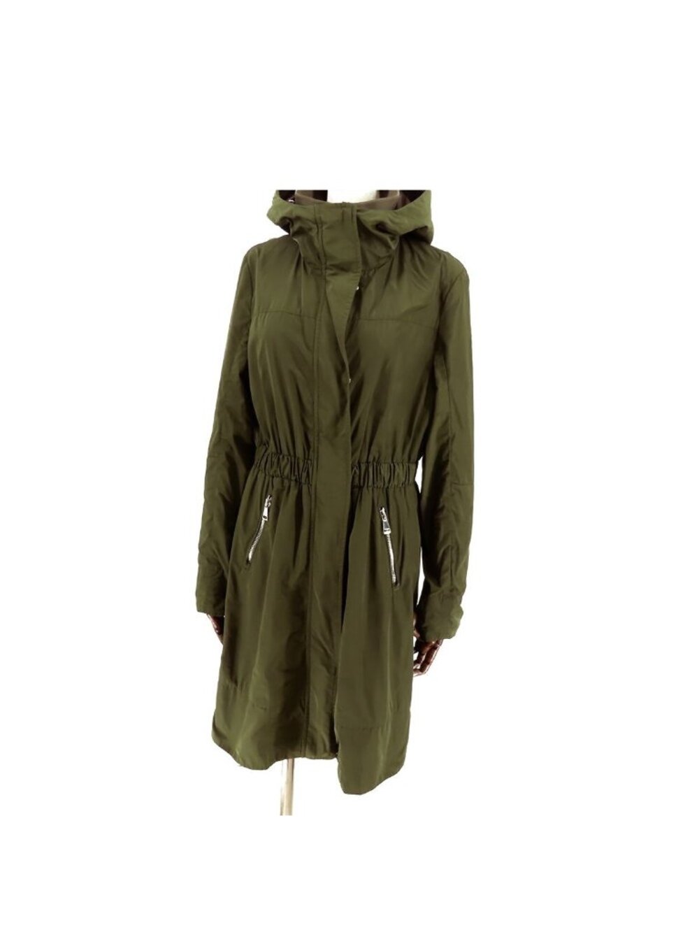 Moncler Disthelon Khaki Olive Polyester Hooded Coat 0